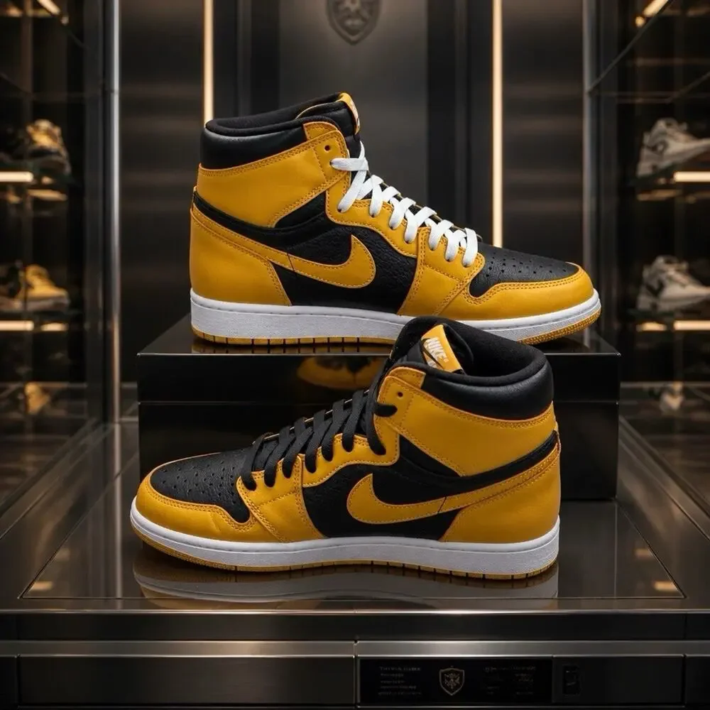 Size 12 - Jordan 1 Retro OG High Pollen Nike Air Black Yellow Rare OG Box